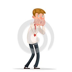 Businessman scared shoked character isolated icon cartoon design vector illustration photo