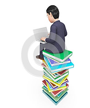 Businessman Searching Represents Education Help And Learn