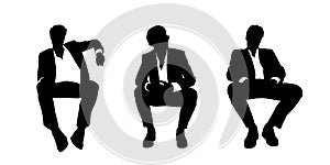 Businessman seated in the armchair silhouettes set 1