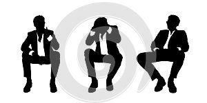 Businessman seated in the armchair silhouettes set 2