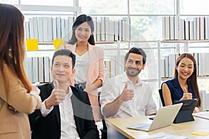Businessman and secretary with team business working together using laptop computer at modern office, Lifestyle business work at