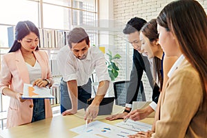 Businessman and secretary with team business working together using laptop computer at modern office, Lifestyle business work at