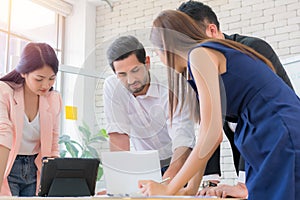 Businessman and secretary with team business working together using laptop computer at modern office, Lifestyle business work at