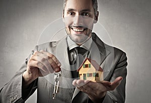 Businessman selling a house