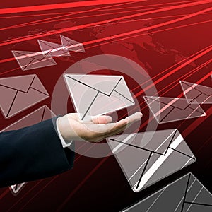 Businessman send the reciepts