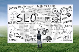 Businessman with seo strategy 1