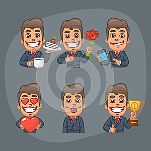 Businessman Set of 6 Poses Stickers Pack Part 6