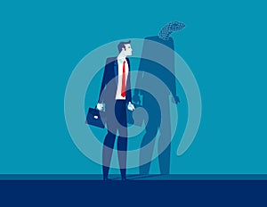 Businessman with shadow reflect yourself. Concept business vision vector illustration, Fraud and Duplicity