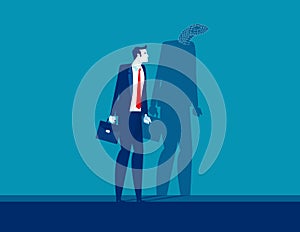 Businessman with shadow reflect yourself. Concept business vision vector illustration, Fraud and Duplicity photo