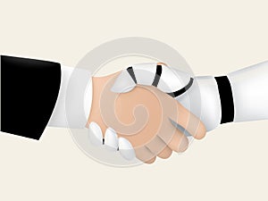 Businessman shaking hand with intelligent robot