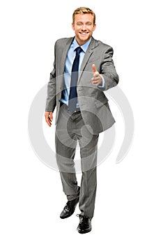 Businessman shaking hands isolated on white