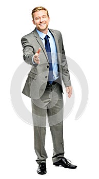 Businessman shaking hands isolated on white