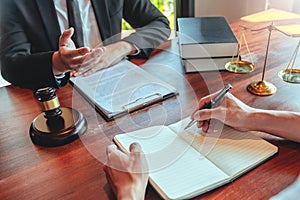 Businessman shaking hands to seal a deal Judges male lawyers Consultation legal services Consulting in regard to the various