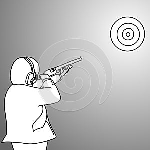 Businessman shooting a target with rifle vector
