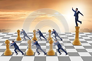 Businessman shouting in the game of chess