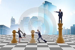 Businessman shouting in the game of chess