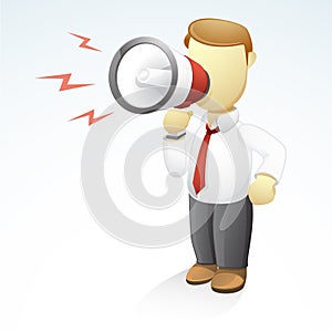 Businessman shouting with a megaphone