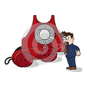 Businessman Shouting On A Phone Color Illustration