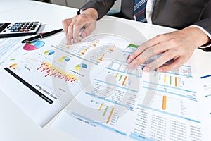 Businessman show analyzing report, business performance