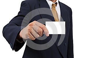 Businessman show a blank businesscard