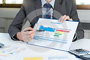 Businessman show report, business performance concept
