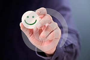 Businessman Show Smiley Face Icon