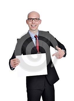 Businessman showing blank sign