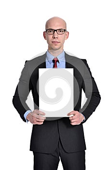 Businessman showing blank sign
