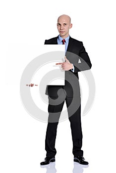 Businessman showing blank sign