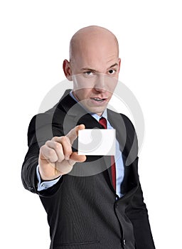 Businessman showing blank sign