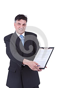 Businessman showing contract