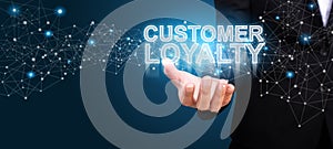 Businessman showing Customer Loyalty. Customer Loyalty concept