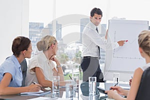 Businessman showing a growing chart