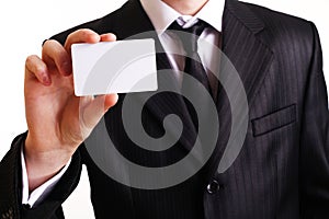 Businessman showing his business card