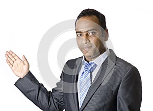 A Businessman showing important thing on white board
