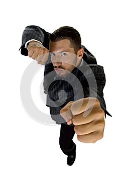 Businessman showing punch