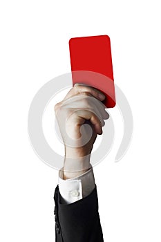 Businessman showing red card