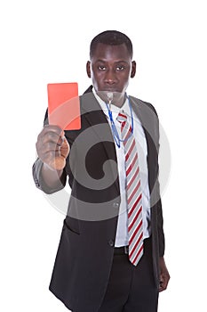 Businessman Showing Red Card