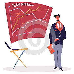 Businessman Showing Team Mission Board Progress