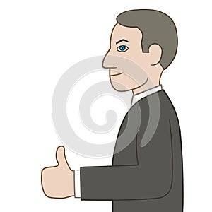 Businessman showing thumbs up