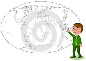 Businessman showing on worldmap vector