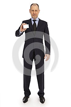 The businessman shows the card.