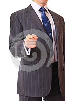 A businessman shows a gesture.