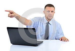 Businessman shows his hand, You are fired. photo