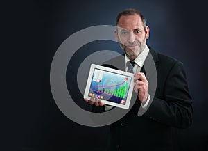 Businessman shows Tablet PC screen