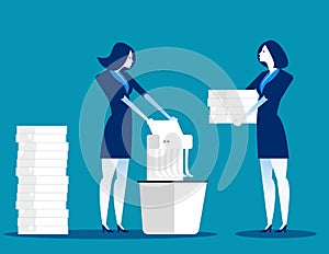 A Businessman is shredding important documents. Concept business vector illustration