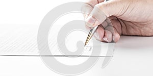 Businessman is signing a contract, business contract details