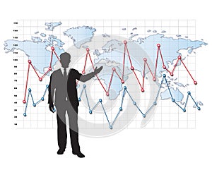 Businessman silhouette presentation stats