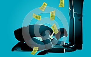 Businessman Silhouette Worship Leg Money photo