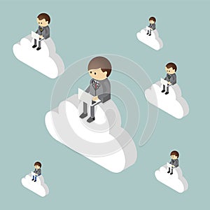 Businessman sitting on cloud